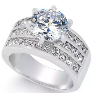 Charter Club Crystal Triple Row Ring Size 10